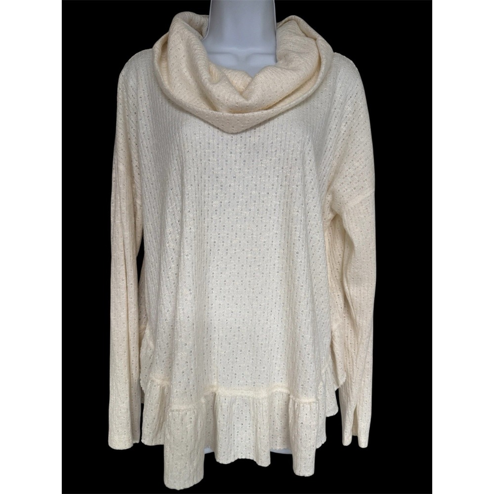 Maeve by Anthropologie Size Medium Addie Ruffled Pullover Sweater Beige